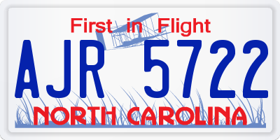 NC license plate AJR5722