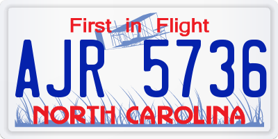 NC license plate AJR5736
