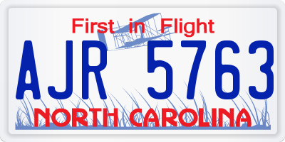 NC license plate AJR5763