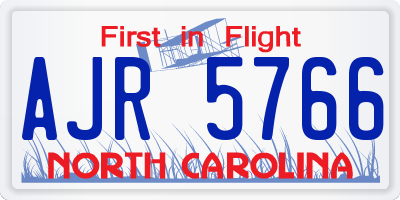 NC license plate AJR5766