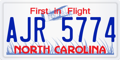 NC license plate AJR5774