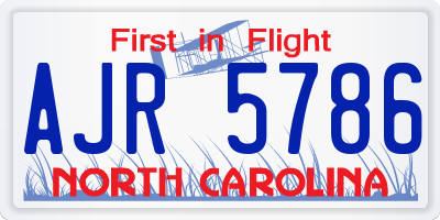 NC license plate AJR5786