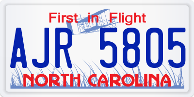 NC license plate AJR5805
