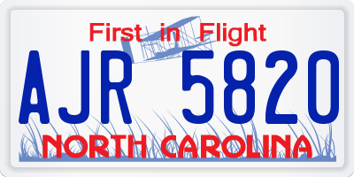 NC license plate AJR5820