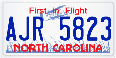 NC license plate AJR5823