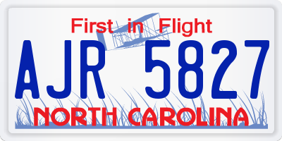 NC license plate AJR5827