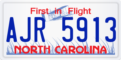 NC license plate AJR5913