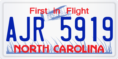 NC license plate AJR5919