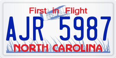 NC license plate AJR5987