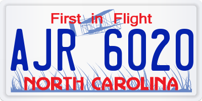 NC license plate AJR6020
