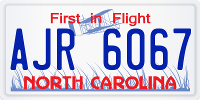 NC license plate AJR6067