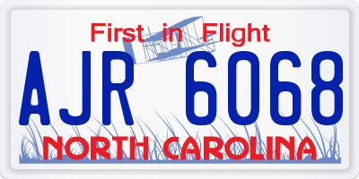 NC license plate AJR6068