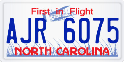 NC license plate AJR6075