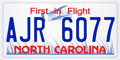 NC license plate AJR6077