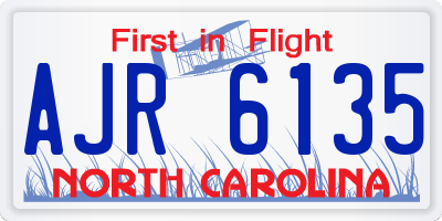 NC license plate AJR6135