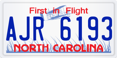 NC license plate AJR6193