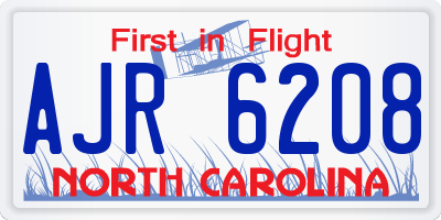 NC license plate AJR6208