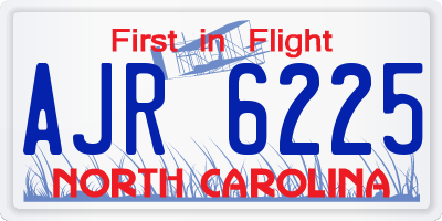 NC license plate AJR6225