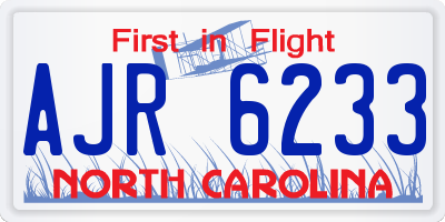 NC license plate AJR6233