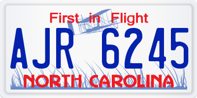 NC license plate AJR6245