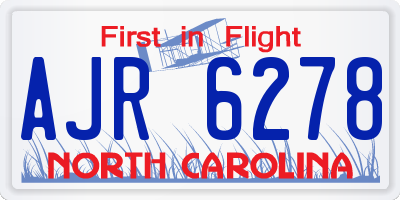 NC license plate AJR6278