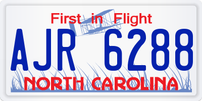 NC license plate AJR6288