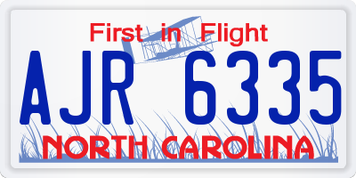 NC license plate AJR6335
