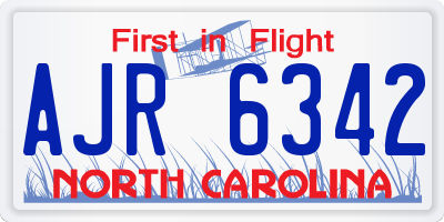 NC license plate AJR6342