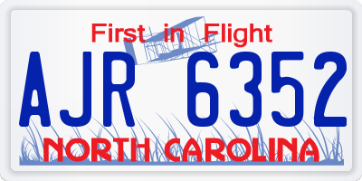 NC license plate AJR6352