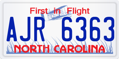 NC license plate AJR6363