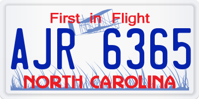 NC license plate AJR6365