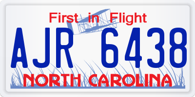 NC license plate AJR6438