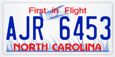 NC license plate AJR6453