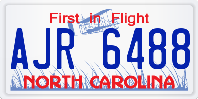 NC license plate AJR6488
