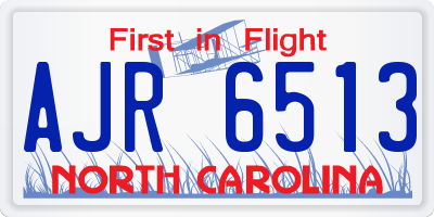NC license plate AJR6513
