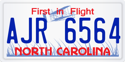 NC license plate AJR6564
