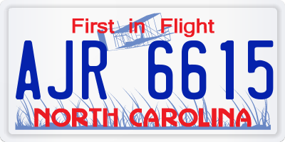 NC license plate AJR6615