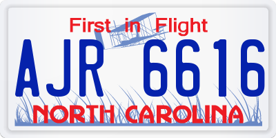 NC license plate AJR6616