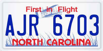 NC license plate AJR6703