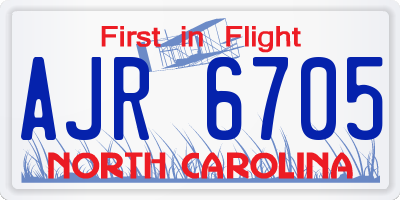 NC license plate AJR6705