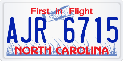 NC license plate AJR6715