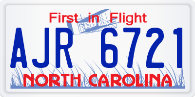 NC license plate AJR6721