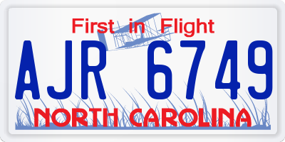 NC license plate AJR6749