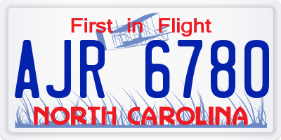 NC license plate AJR6780