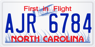 NC license plate AJR6784
