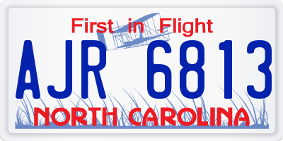 NC license plate AJR6813