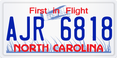 NC license plate AJR6818