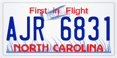 NC license plate AJR6831