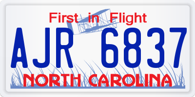 NC license plate AJR6837