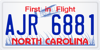 NC license plate AJR6881